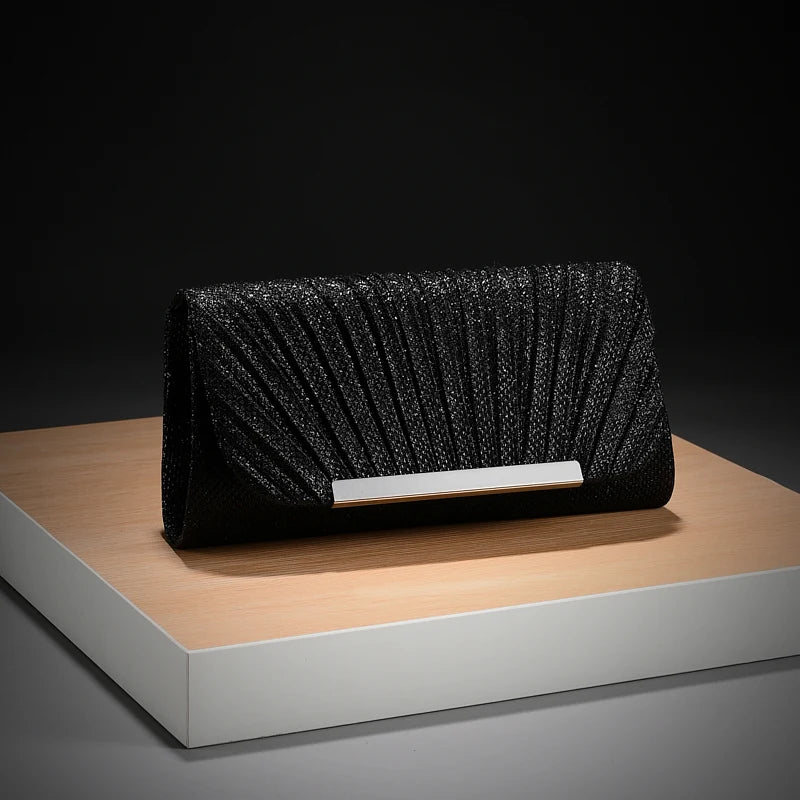 Luxury Women's Evening Bag | Pleated Crossbody Clutch Luxegan