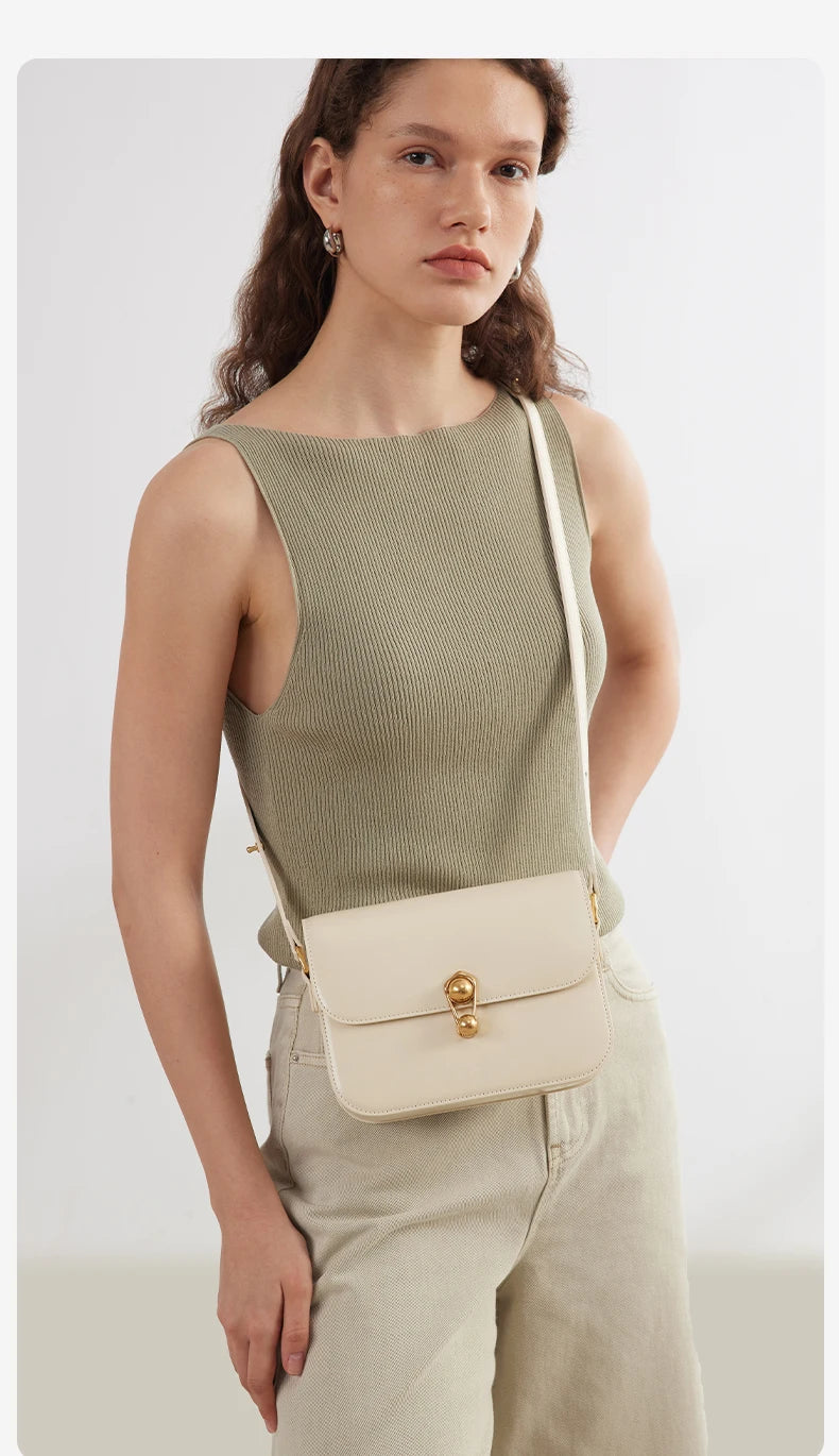 Women's Bag Luxury Brand | New Fashion Shoulder & Crossbody Square Bags (Designer Split Leather Tote Handbag with Lock) Luxegan