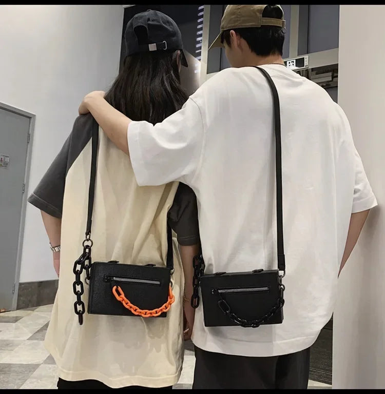Hard Mini Flap Crossbody | Unisex Chain Messenger Bag Luxegan