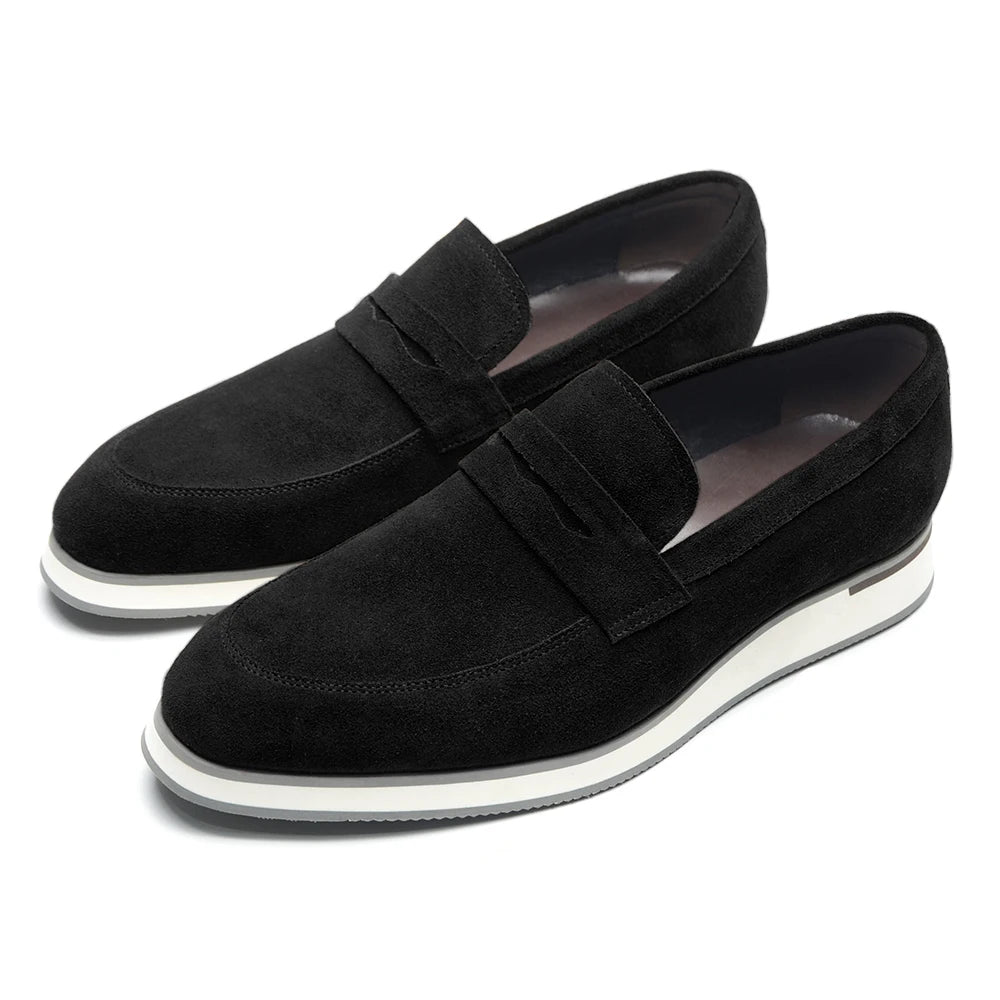 Classic Luxury Men's Cow Suede Penny Loafers | Genuine Leather Slip-on Casual Business & Social Flats Luxegan