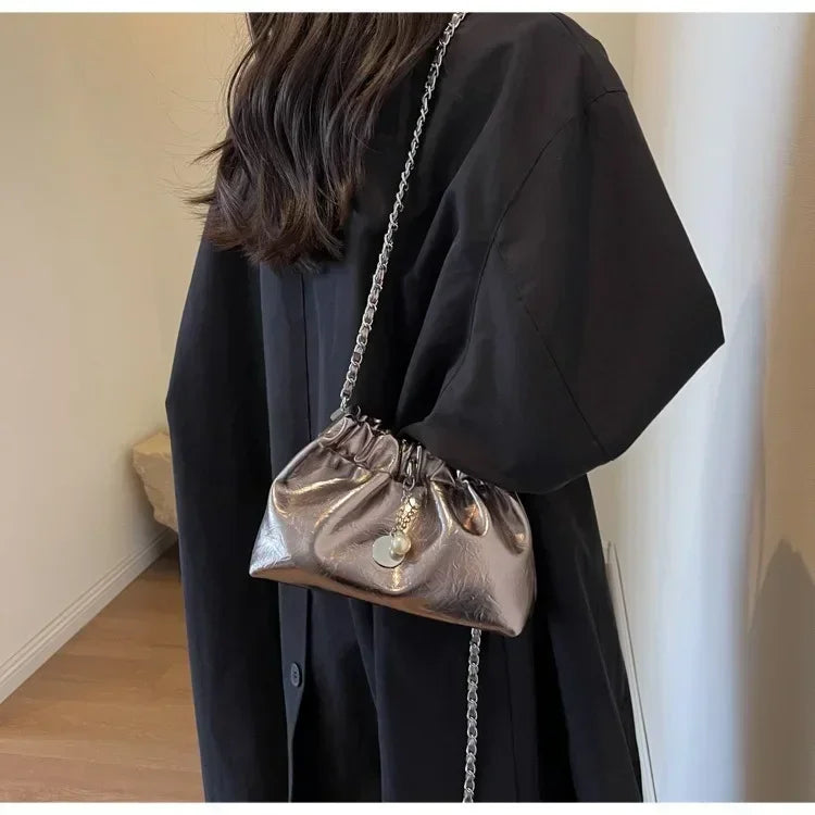 Y2K Millennium Soft Bucket Bag | Fashion Chain Shoulder Crossbody Luxegan