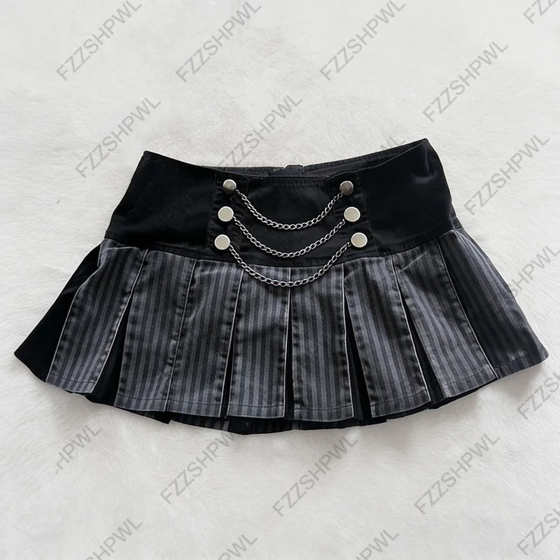 Women's Streetwear Harajuku Polka Dot Print Y2K Dress | Spicy Girls Rock Goth Braces Skirt | Unique Punk Chic Sleeveless Gown | Premium Tatting Medium Stretch Slim Fit A-Line Knee-Length Dress Luxegan