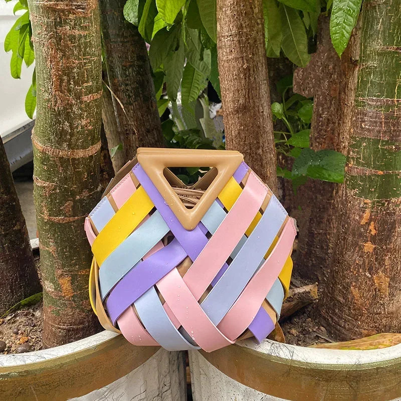 Trendy Vegan Leather Woven Tote Bag for Women Top Handle Purses and Handbags | Fashionable - view 7