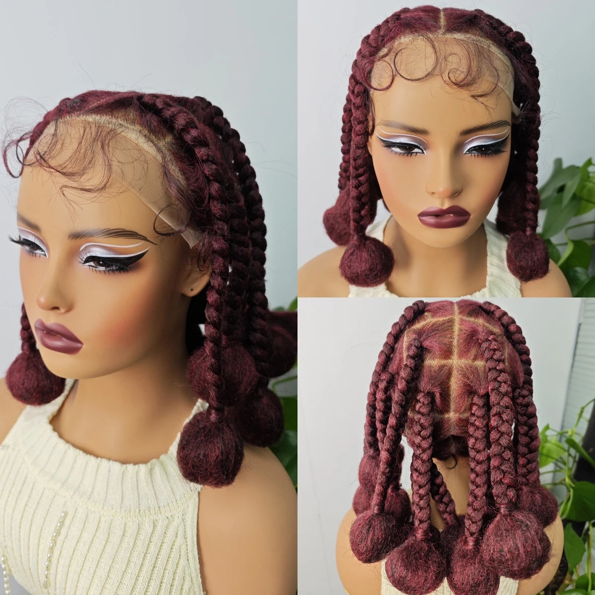 12" Ginger Orange Knotless Box Braiding Wig | Transparent Lace Front Synthetic Hair with Baby Hair Luxegan
