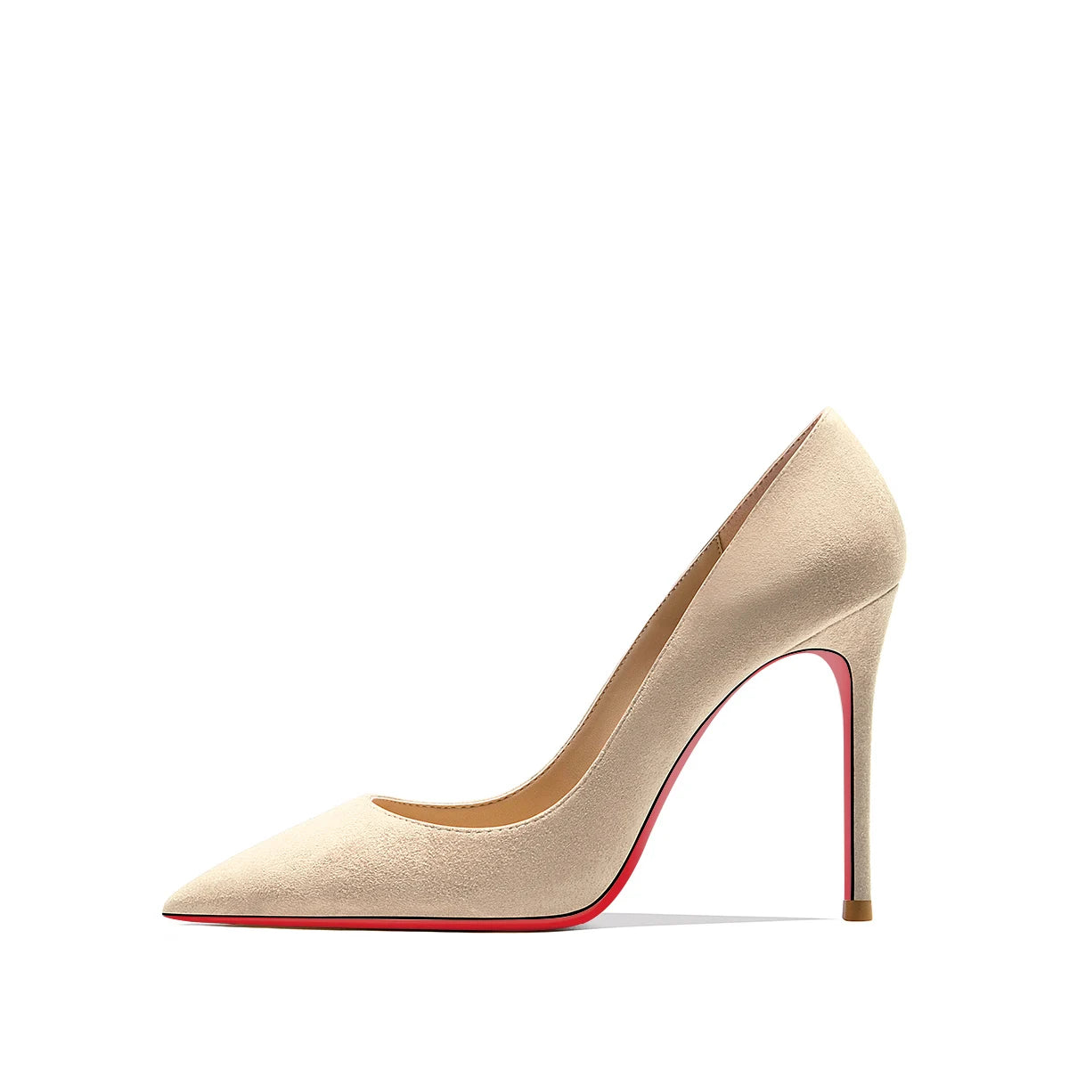 Autumn New Women's Suede High Heels | Sophisticated Red Shiny Bottom Pumps | Elegant "Handmade Flannel" Silhouette | "Dignified" Fashionable Temperament Shallow Wedding Shoes for Radiant Versatile Styling Luxegan