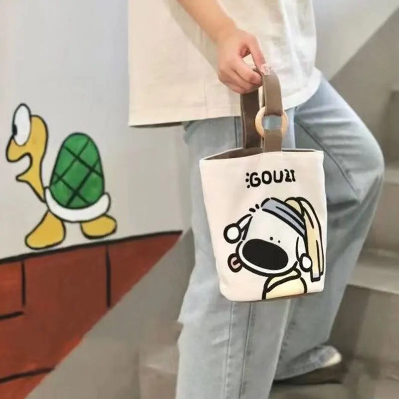 Disney Cartoon Canvas Bucket Bag | Casual Shoulder Bag Large Capacity Outing Shopping Bag | Women Sweet Cute Handbag Lunch Bag