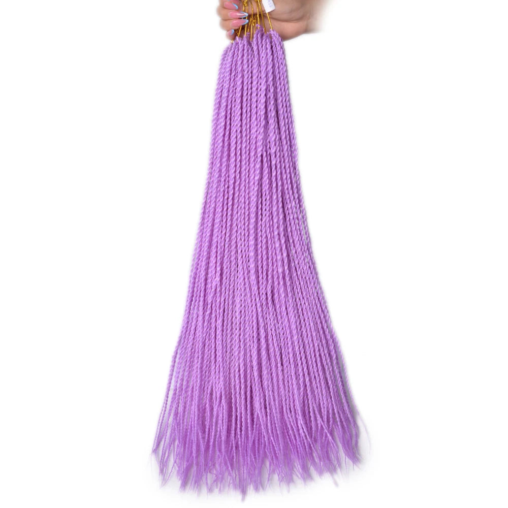 24-Inch Long Ombre Box Braids Crochet Hair - Pre-Looped Synthetic Braiding Hair Extensions - High Temperature Fiber 22 Strands/Pack Piano Color Crochet Braids for Women & Girls (27 Colors Available)
