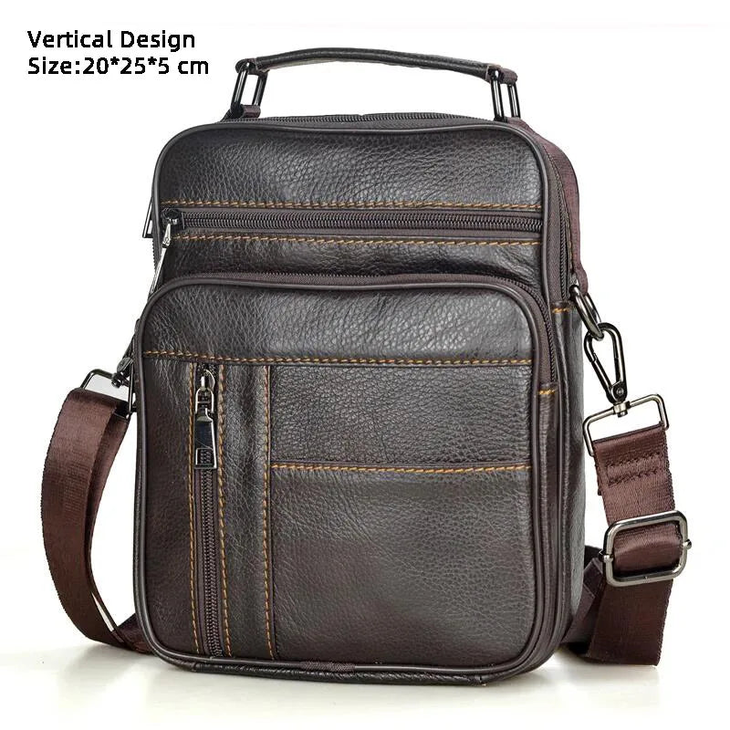 Hot Fashion Men's Genuine Leather Messenger Bag | Luxury Brand Soft Crossbody for Mini Pad & Shoulder Use Luxegan