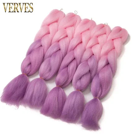 Synthetic Jumbo Braid Kanekalon Braiding Hair 24in | Ombre & Solid Colors | 100g