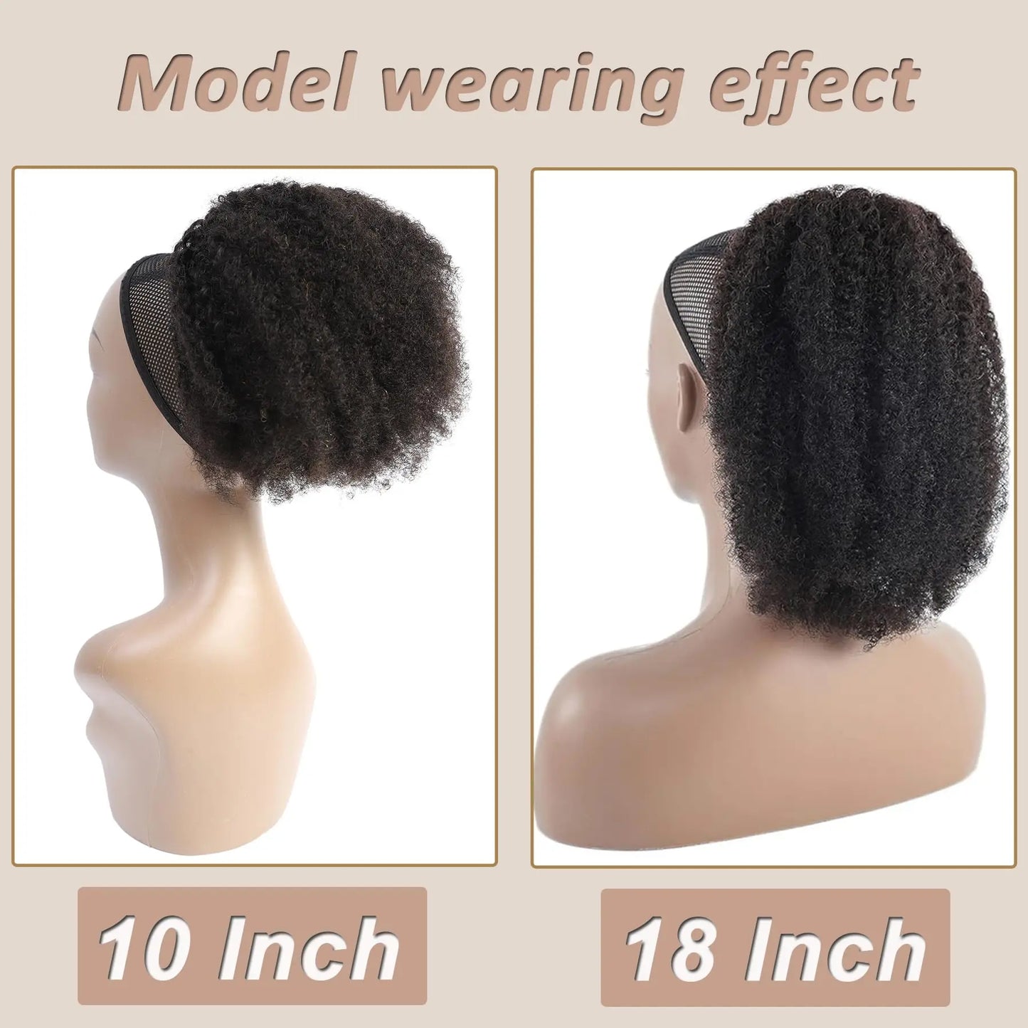 12A Grade Afro Puff Drawstring Ponytail for Black Women | 100% Brazilian Virgin Human Hair Extension | 100g 4C Afro Kinky Curly Clip-In Ponytail Bun Updo Luxegan