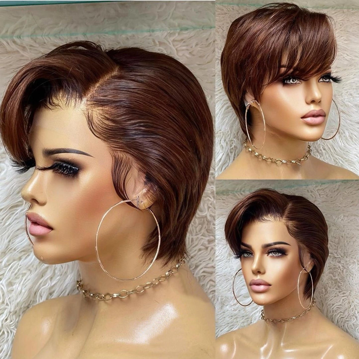 Pixie Curly Short Bob Wig | Sophisticated 13x4 Lace Frontal Silhouette | Elegant "Transparent Lace" Pixie Cut | "Dignified" Swiss Lace Burmese Human Hair Wig for Radiant Versatile Styling Luxegan