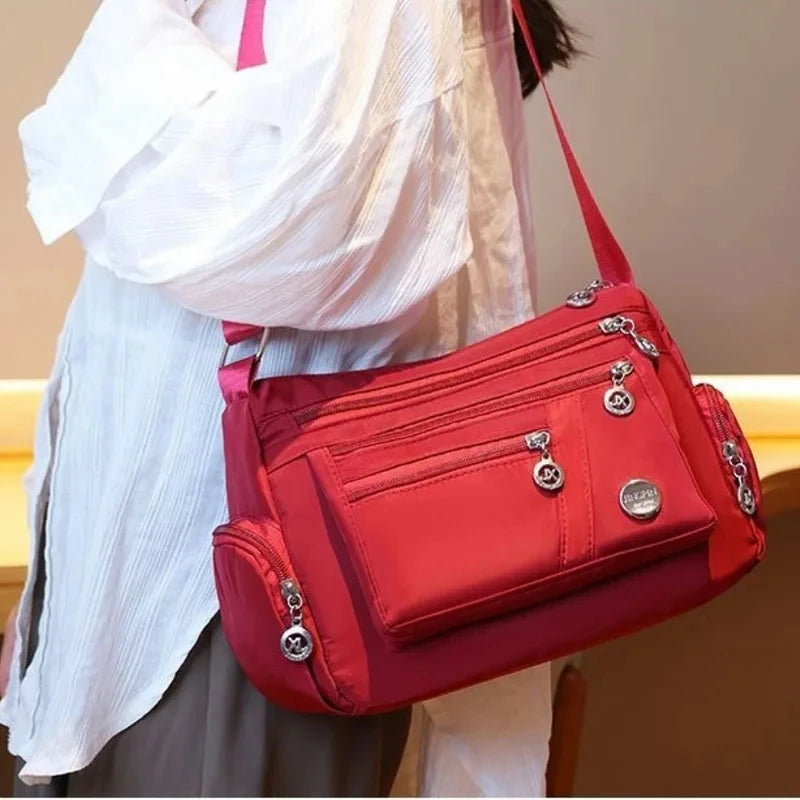 Large Capacity Women’s Crossbody Bag | Waterproof Nylon Tote & Shoulder Bag | Lightweight Travel Messenger with Sequined Accents & Silt Pocket Luxegan