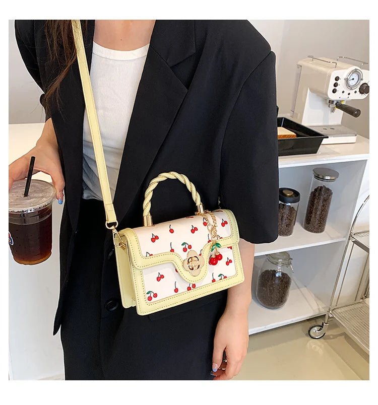 Sweet Cherry Small Square Crossbody | Luxury Chain Designer Handbag Luxegan