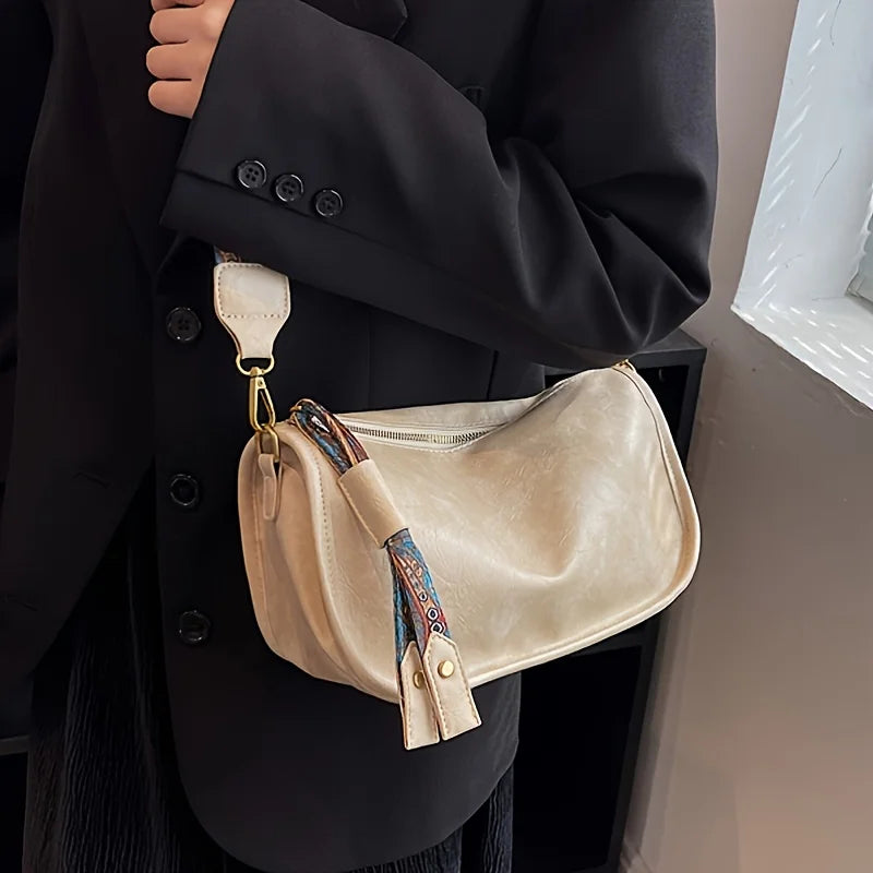 PU Leather Solid Pillow Bag | Stylish Vintage Large Capacity Crossbody Purse Luxegan