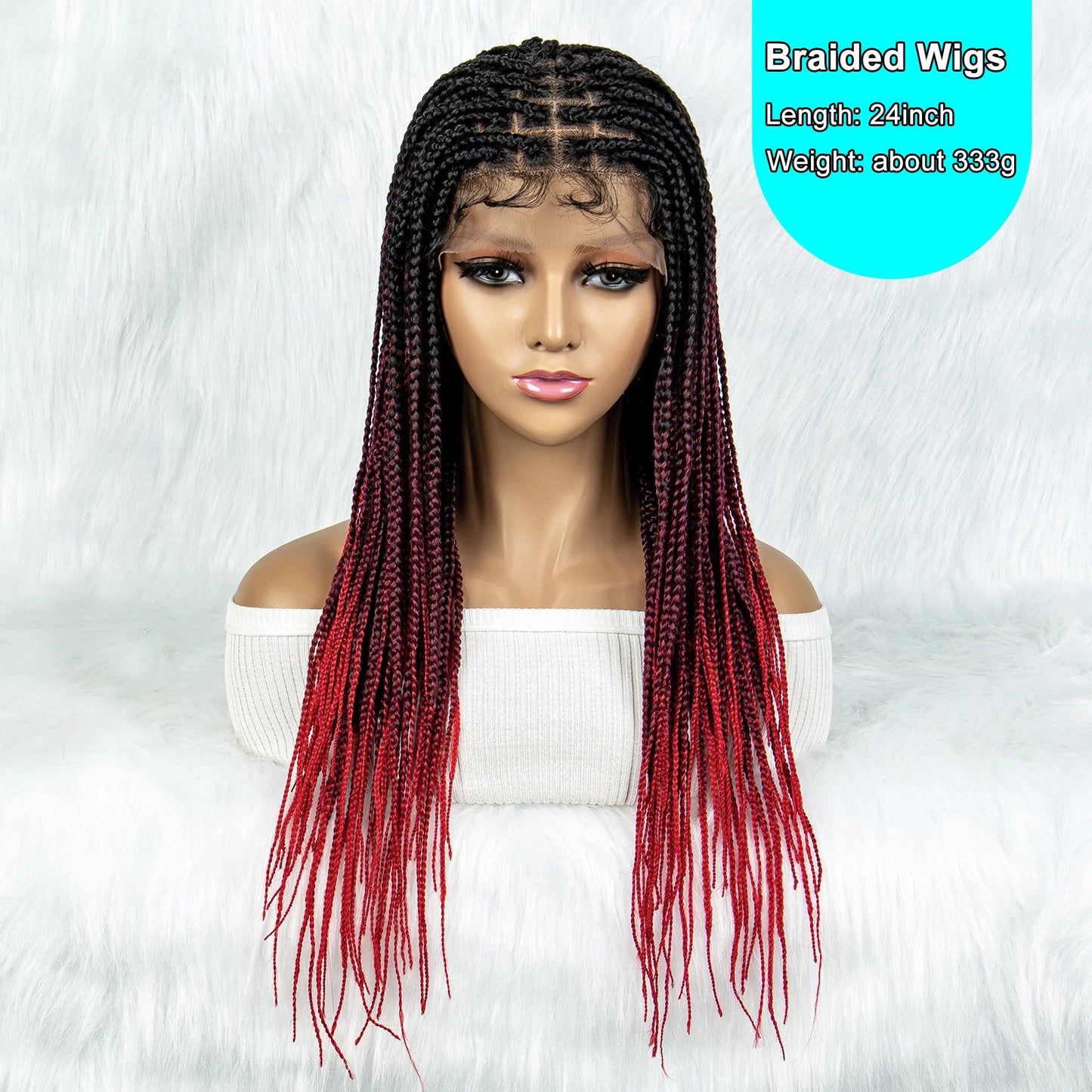 Colorful Knotless Box Braids Wig | Full Lace Front with Baby Hair Luxegan