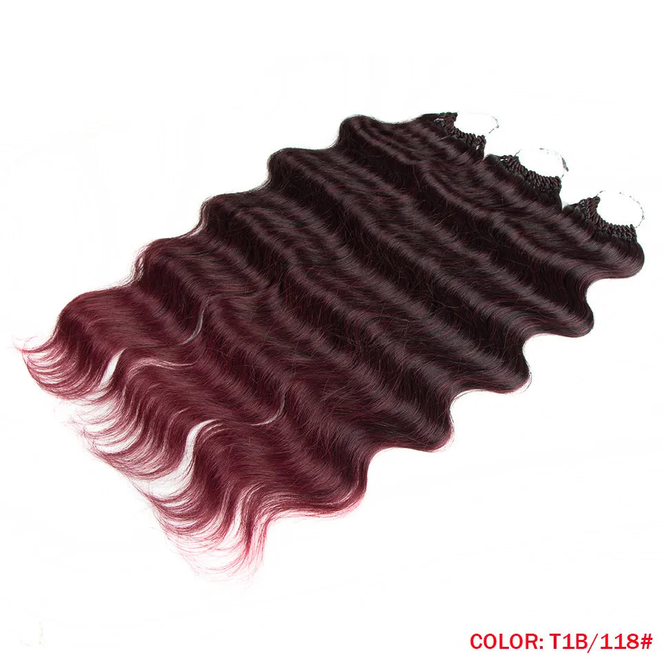 Fashion Idol Body Wave Crochet Hair - 22 Inch Soft Long Synthetic Goddess Braids - Natural Wavy Ombre 613 Blonde Hair Extensions - Luxegan