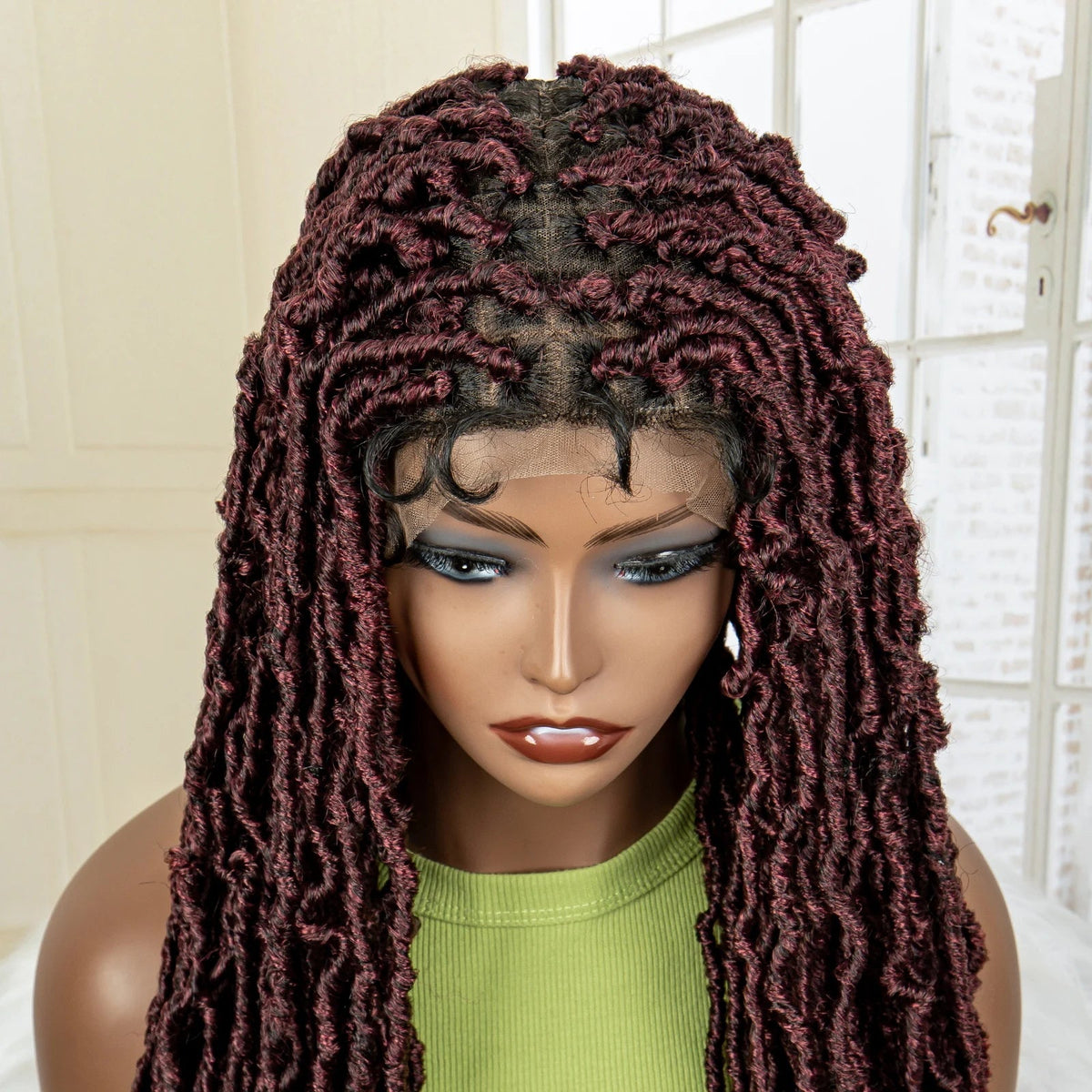 Super Long 36 Inches Synthetic Full Lace Dreadlock Box Braided Wigs for Afro Black Women Black Knotless Braiding Wigs Luxegan