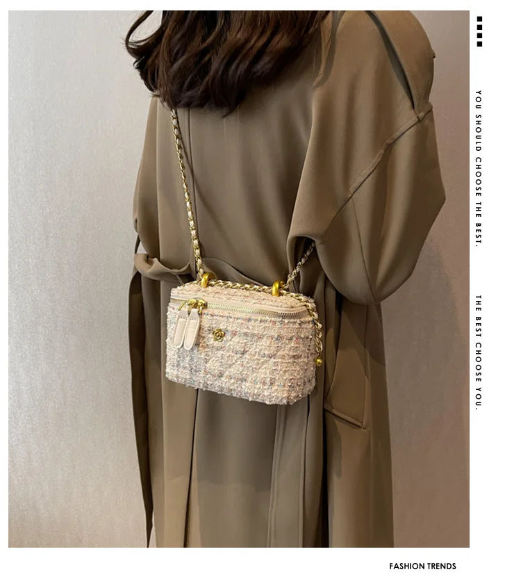Women's Shoulder Bags | Popular Niche Crossbody Bag & Wool Chain Small Square Bag Luxegan