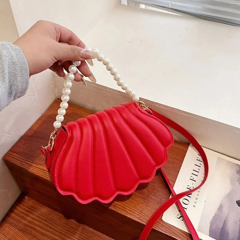 Minimalist Shell Shoulder Bag | Sophisticated "Pearl Decorated" Silhouette | High-End TPU Leather Handbag | "Dignified" High-Performance Cute Crossbody for Radiant Versatile Styling Luxegan