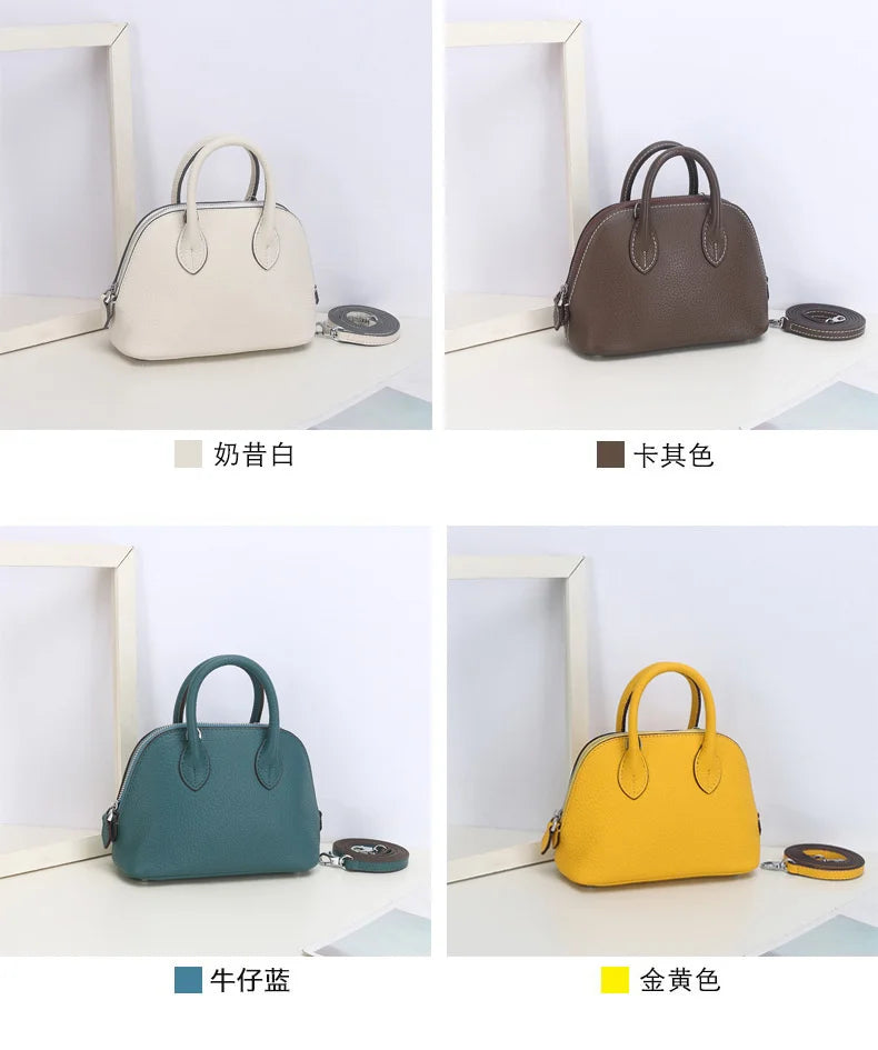 Shell Bag Women's Messenger Bag | Cow Leather Simple Shoulder Bag & Fashion Ladies Classic Handbag (Small Mobile Phone Crossbody Bag) Luxegan