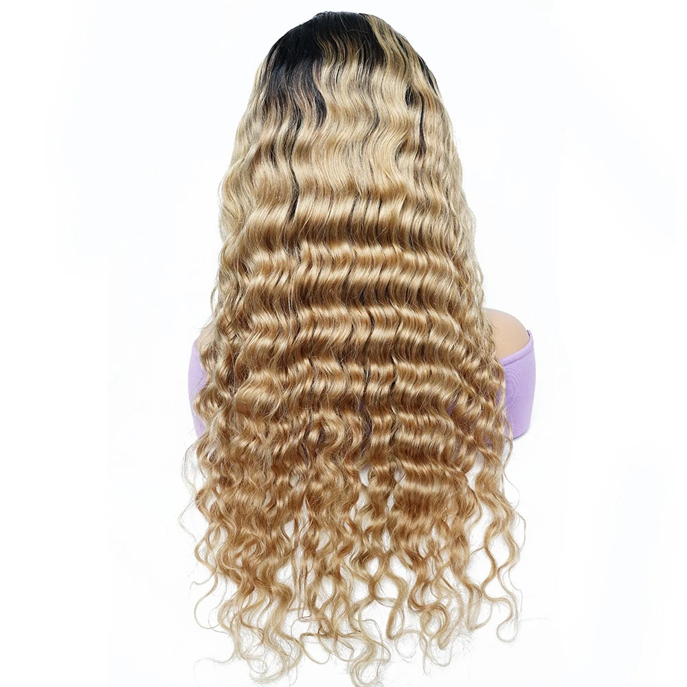 Honey Blonde #1B/27 Loose Deep Wave Wig | Sophisticated 4x4 HD Transparent Lace Closure | Elegant - view 4
