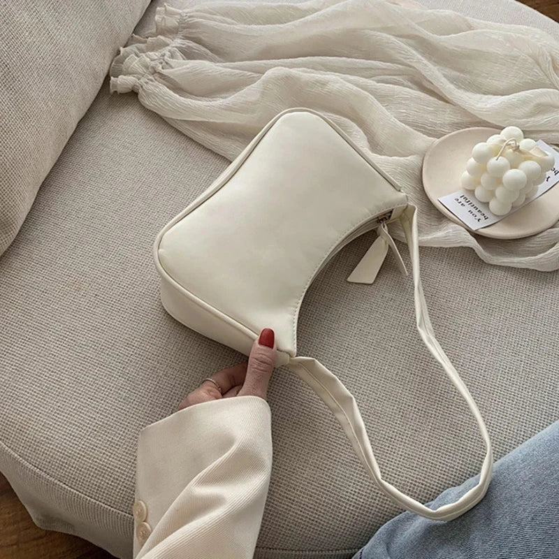 Handle Bag Women Retro Handbag | PU Leather Shoulder Totes Underarm Vintage Top Handle Bag | Female Small Subaxillary Bags Clutch Luxegan