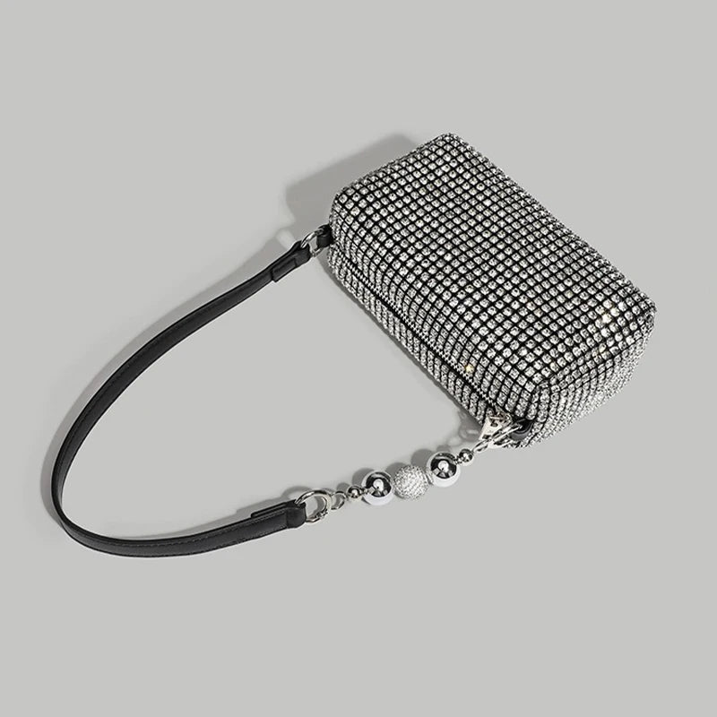 Fashion Banquet Dinner Diamond Bag | High-End Shiny Full Diamond Hand Armpit Shoulder & Crossbody Bag with Chain Luxegan