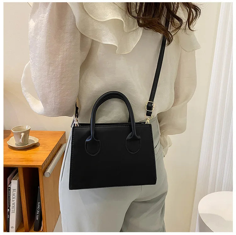 Elegant Black Handbag with Dual Handles | Chic Crossbody Bag & Retro Stylish Tote (Small Bag for Women & Girls) Luxegan