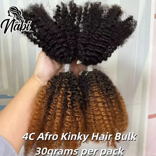 Nabi 4C Kinky Curly Micro Twist Human Hair – Crochet Braiding Hair for Black Women (30g/lot)