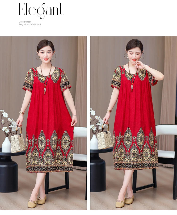 New 2025 Women Dress Female Casual short Sleeve cotton Dresses loose solid Vintage Sweet Clothing Vestidos  vestido verano