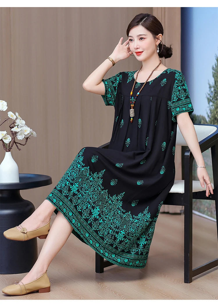 New 2025 Women Dress Female Casual short Sleeve cotton Dresses loose solid Vintage Sweet Clothing Vestidos  vestido verano