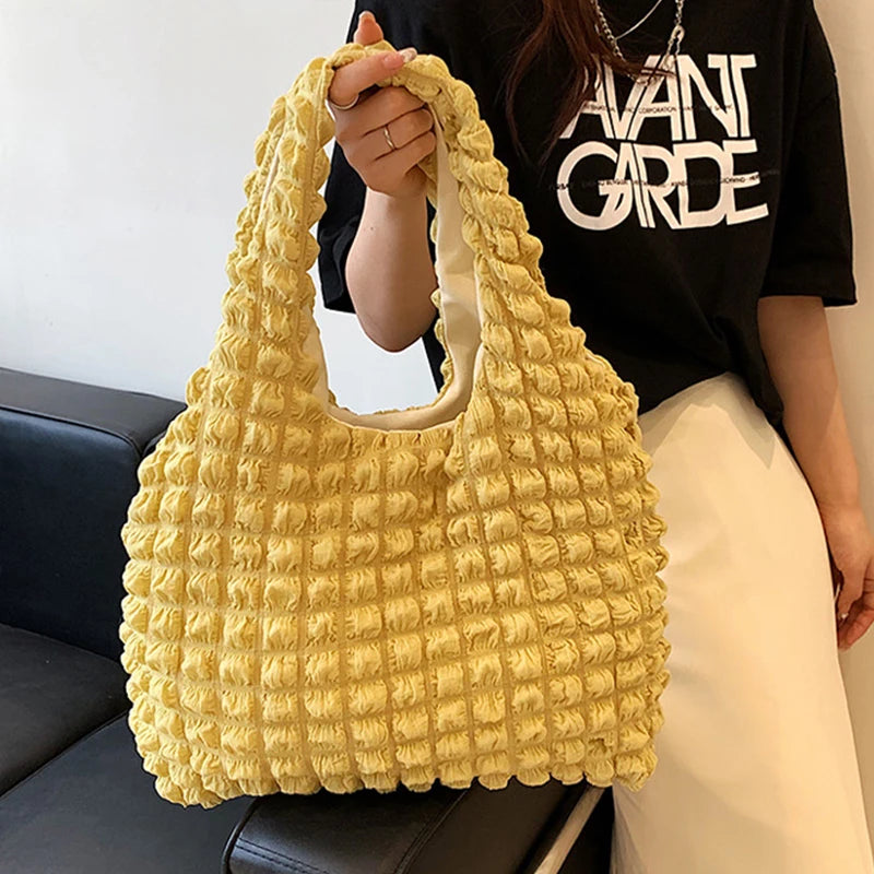 Soft Pleated Cloud Tote | Candy Color Large Capacity Shoulder Bag