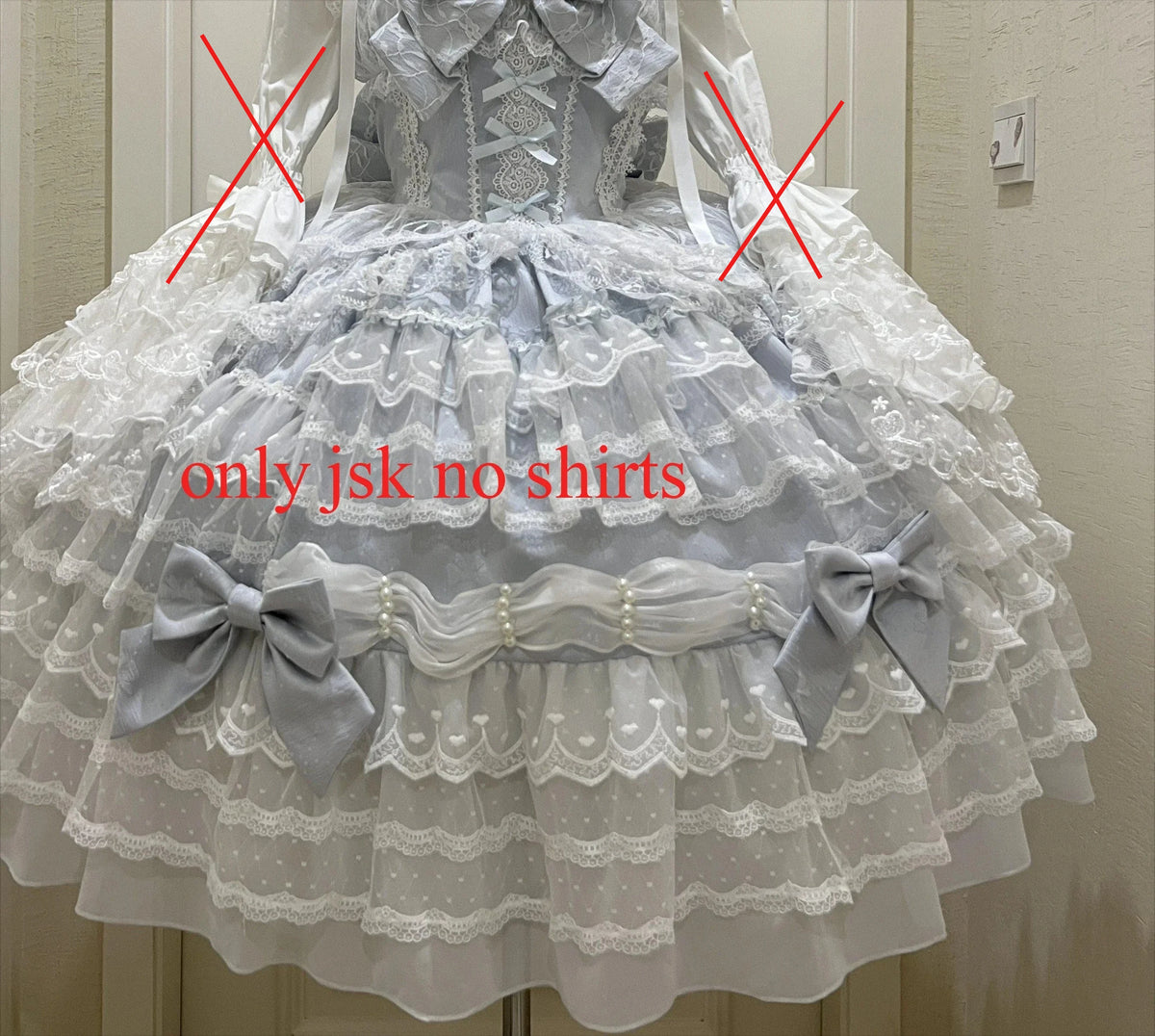 Sweet Lolita JSK Dress Set – Lace, Bow, Spaghetti Strap, Square Collar, A-Line