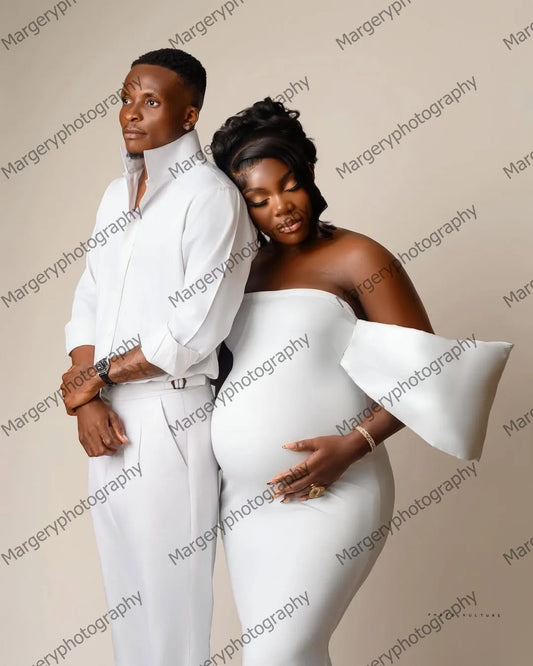 Off-the-Shoulder Ruffle Mermaid Maternity Gown | Formal Photography & Prom Dress Luxegan