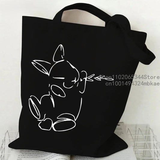 Cute Rabbit Pattern Canvas Tote Bag | Unisex Cartoon Bunny Portable Shopping Bag | Fashion Large Capacity Teen Daily Handbags Luxegan