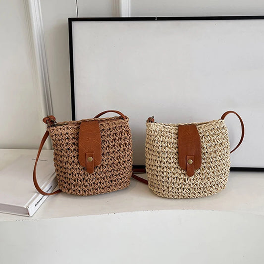 New Summer Shoulder Bag Grass Woven Crossbody Bag for Women | Bohemian Beach Simple Designer Small Purses and Handbags Luxegan