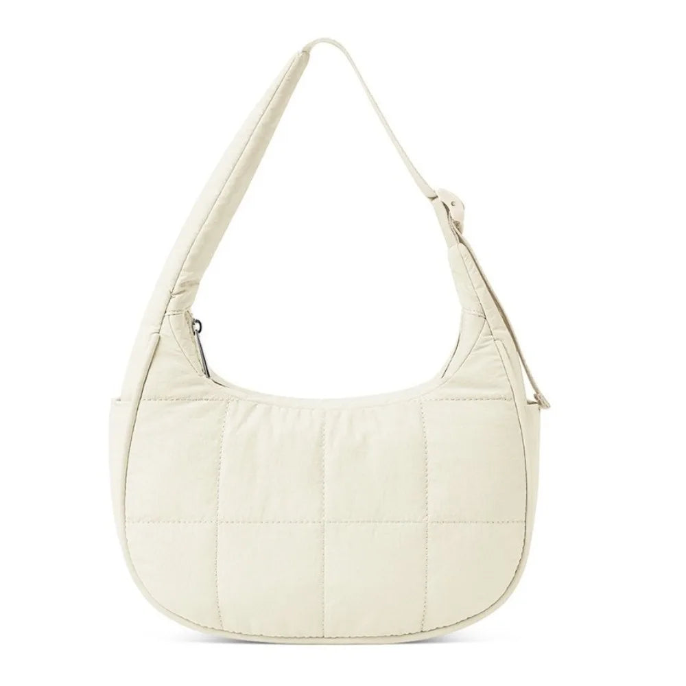 New Fashion Puffy Puffer Shoulder Bag | Large Capacity Waterproof Nylon Underarm Bag with Adjustable Strap (Women/Girl) Luxegan