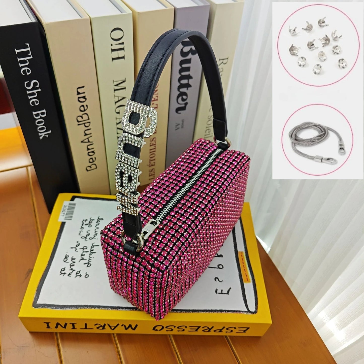 Super A Rhinestone Light Luxury Bag | Women's Summer High-End Texture Messenger & Portable Dinner Bag (Shiny Full Diamond Crossbody) Luxegan