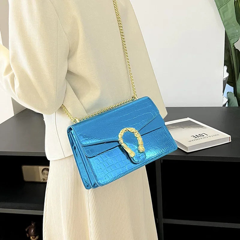 Hot Sale: New Crocodile Pattern Women's Bag | Simple Chain Crossbody & High-End Handbag Luxegan
