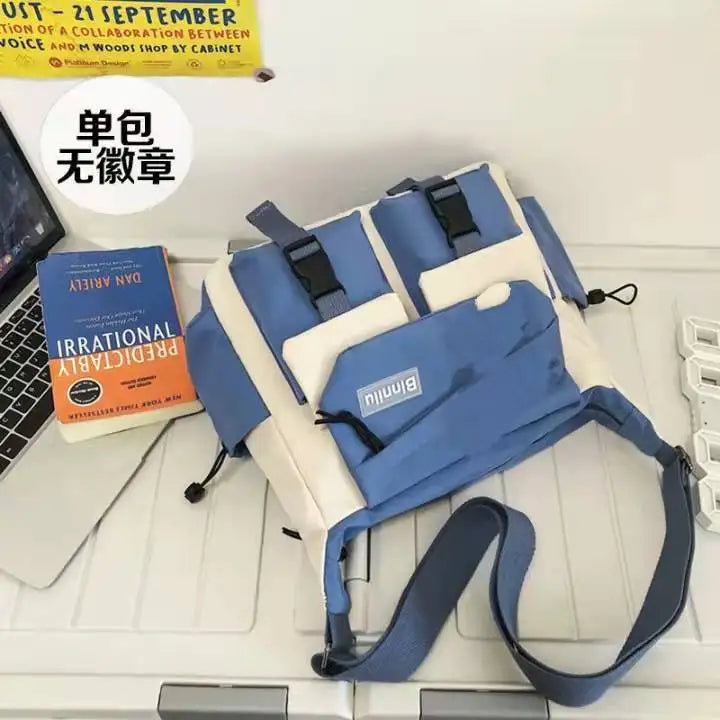 Japanese Simple Messenger Bag | Student Nylon Waterproof Canvas Handbag & Shoulder Crossbody Bag