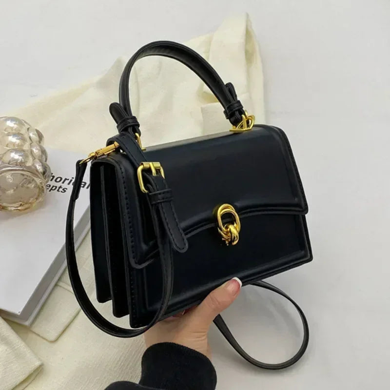 Vintage Square Satchel | Hard PU Leather Underarm & Crossbody Bag Luxegan