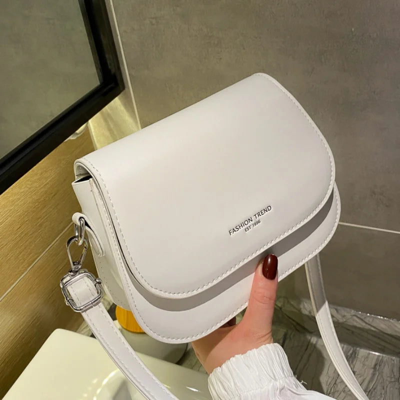 PU Leather Solid Saddle Bag | Hard Minimalistic Crossbody for Commute Luxegan