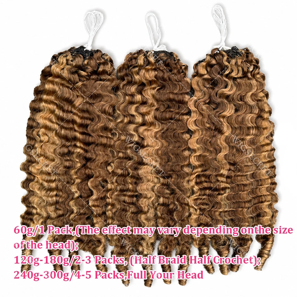 Brazilian Remy Curly Crochet Human Hair | Pre-Separated Knotless Miracle Knots Feather Braiding - view 3