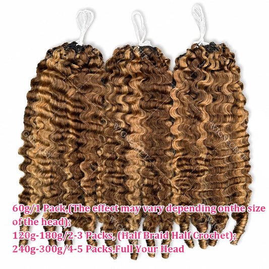 Brazilian Remy Curly Crochet Human Hair | Pre-Separated Knotless Miracle Knots Feather Braiding - view 2