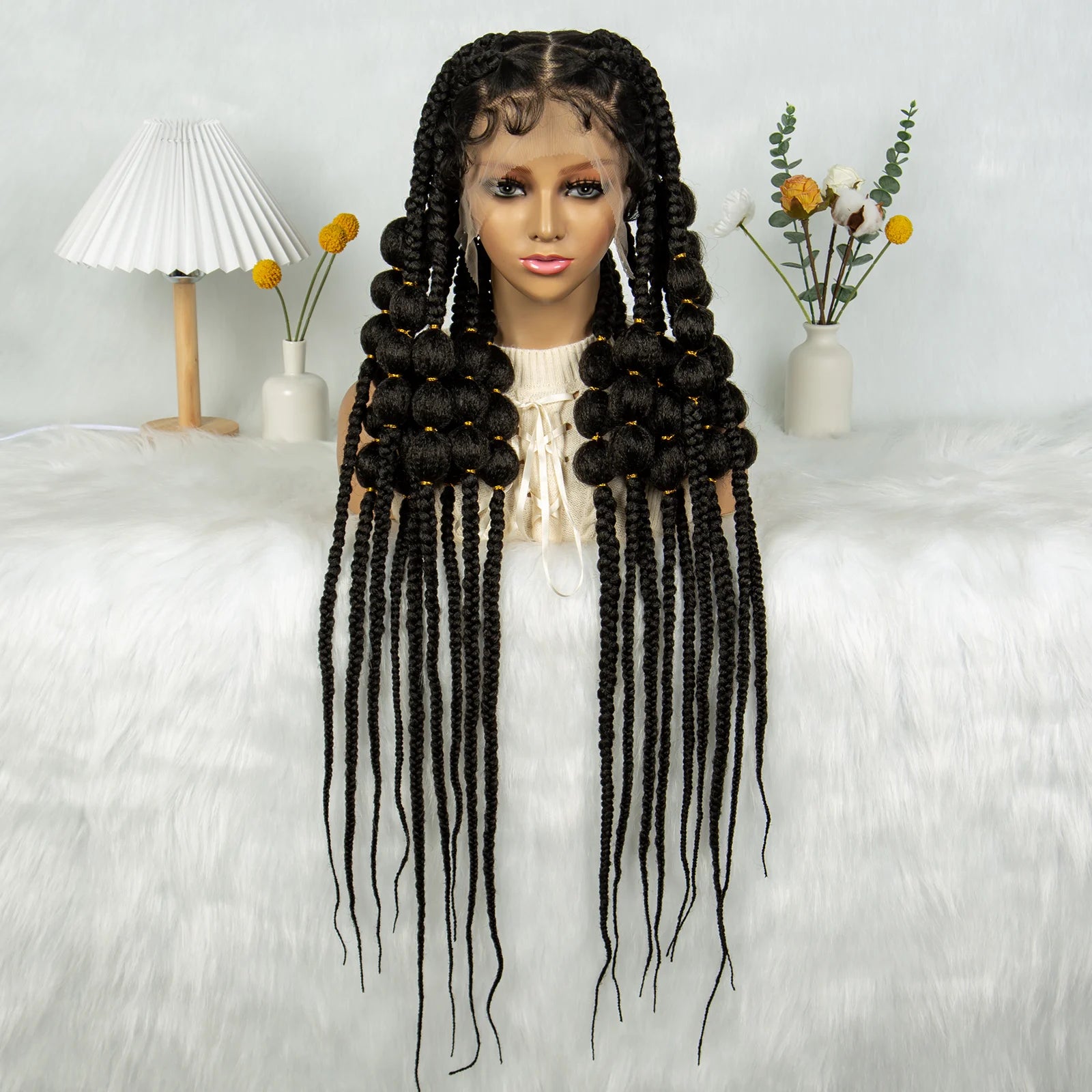  KIMA 40" Jumbo Knotless Box Cornrows Wig | Full Lace Bubble Braids Luxegan