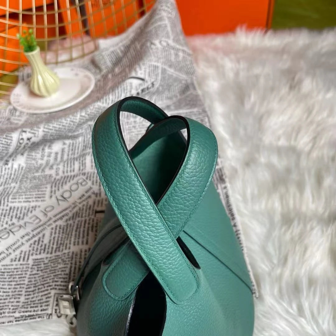 Genuine Leather Solid Casual Tote | Soft Hand-stitched Bucket Commuter Handbag Luxegan