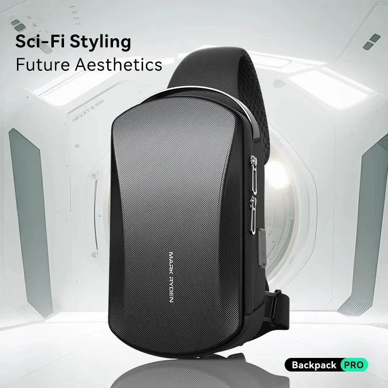 Multifunction USB Crossbody Bag for Men | TPU Waterproof Travel Sling Messenger Pack | Large Capacity Anti-Theft Chest Bag Luxegan