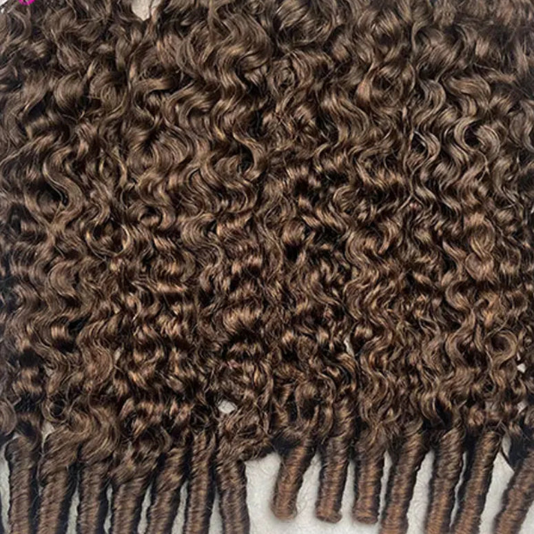 12A Grade Brown Burmese Pixie Curly Human Hair Bundles | 100% Brazilian Remy Human Hair Weaving | Machine Double Weft Pixie Curls Extensions for Full Head Luxegan