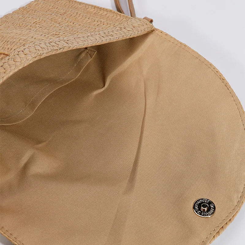 Bolsos de playa de verano para mujer Bolso bandolera de paja hecho a mano con sobre Bolso de hombro trenzado Bolso de mano de vacaciones tejido