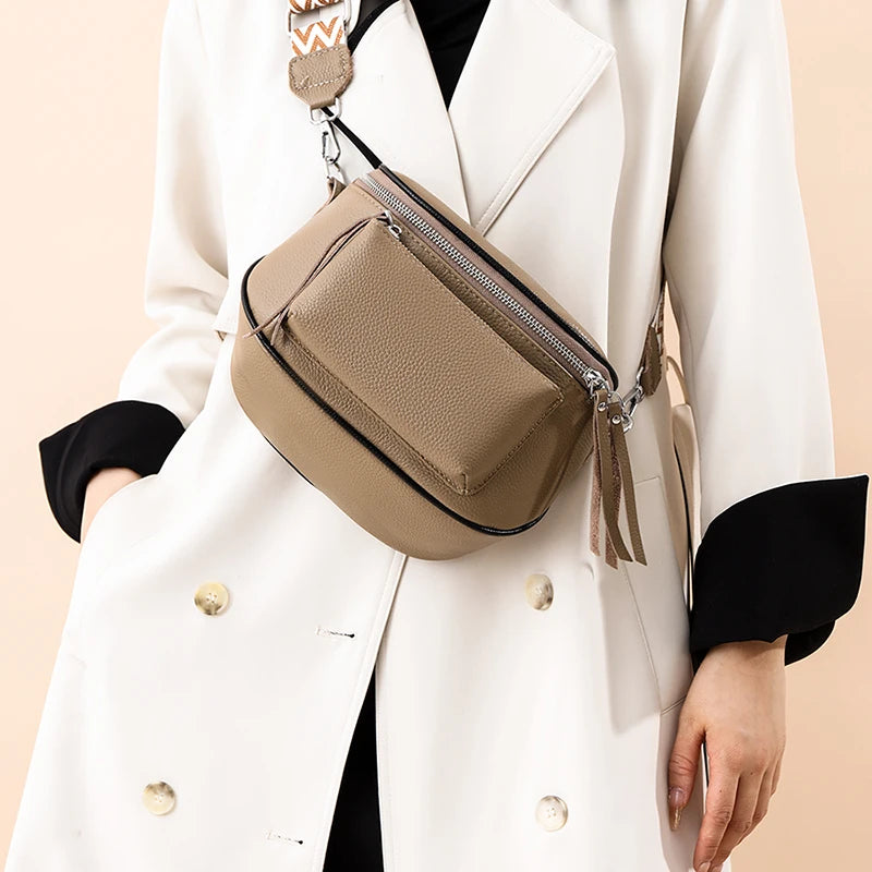 Genuine Leather Saddle Bag | Casual Cowhide Shoulder & Crossbody Bag Luxegan